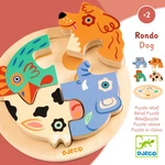 Formaillesztő, formaberakó, fa puzzle - Kutya és barátai körjátéka - Rondo Dog