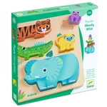 Djeco Formaillesztő, formaberakó, Montessori toronyépítő- Vadállat barátok - WoodyWild - DJ01091