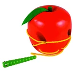 Fűzögethető kukac almával, fejlesztő játék bölcsiseknek, ovisoknak