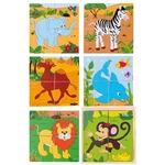 fa kocka kirakó - fajáték - Szafari állatok - 12,5x12,5 cm - 90921 - 2x2 darabos