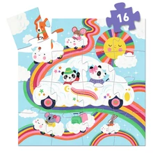 Djeco Formadobozos puzzle - Felhő autó, 16 db-os - Cloud car