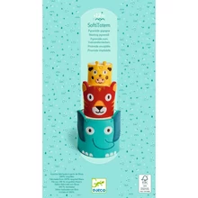 Djeco Minivilág - Montessori Filc-Torony, Állati-trió - SoftiTotem - DJ06495 - hátulja a csomagolásnak