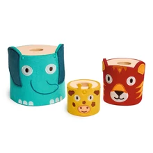 Djeco Minivilág - Montessori Filc-Torony, Állati-trió - SoftiTotem - DJ06495 - elemek