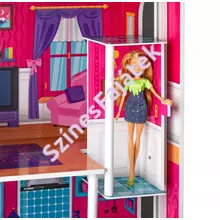 Rózsaszín háromszintes babaház lifttel - Barbie babáknak 