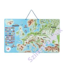 Mágneses Európa térkép puzzle - 3 az 1-ben kirakós fejlesztő fajáték 