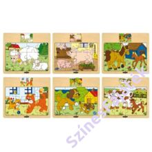 Fa puzzle, fa kirakó - Állatok és kicsinyeik - Cicák 