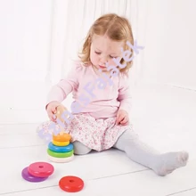 BigJigs montessori torony -  szivárvány színű fajáték 