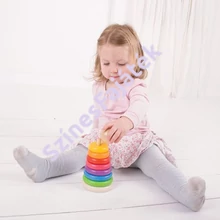 BigJigs montessori torony -  szivárvány színű fajáték 