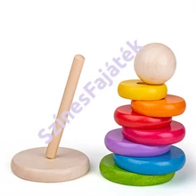 BigJigs montessori torony -  szivárvány színű fajáték 
