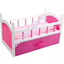 Játék babaágy ágyneműtartóval és ágyneművel - rózsaszín