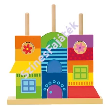  montessori torony, fajáték, fejlesztő játék, építőkocka,