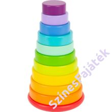 Montessori torony -  szivárvány színű fajáték