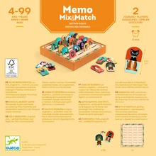 A termék hátulja - DJECO . Társasjáték - Párkereső párbaj - Memo Mix and match - DJ00828