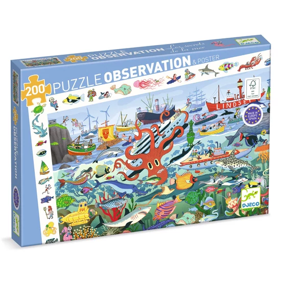 Megfigyeltető puzzle - Tenger titkai 200 db-os puzzle- Secrets of the Sea
