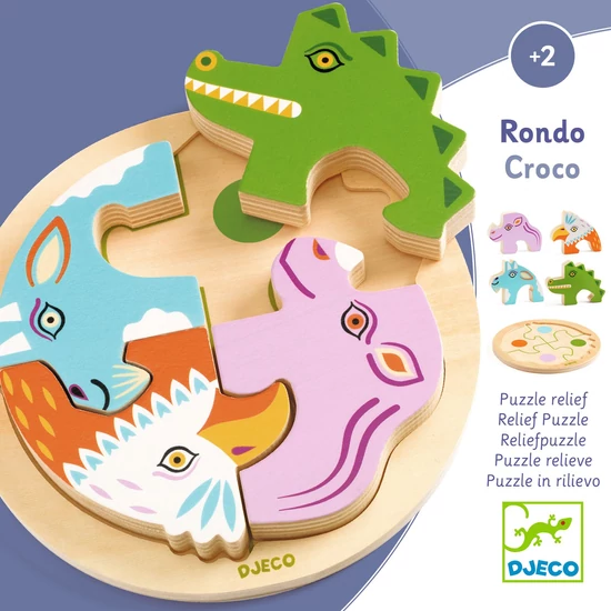 Formaillesztő, formaberakó, fa puzzle - Kroko körjátéka - Rondo Croco