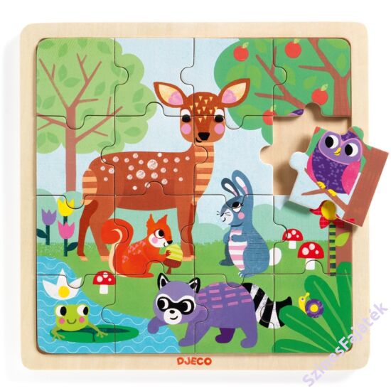 Djeco erdei állatok - fa kirakó - fa puzzle - fejlesztő játék - montessori játék - fajáték - DJ1812