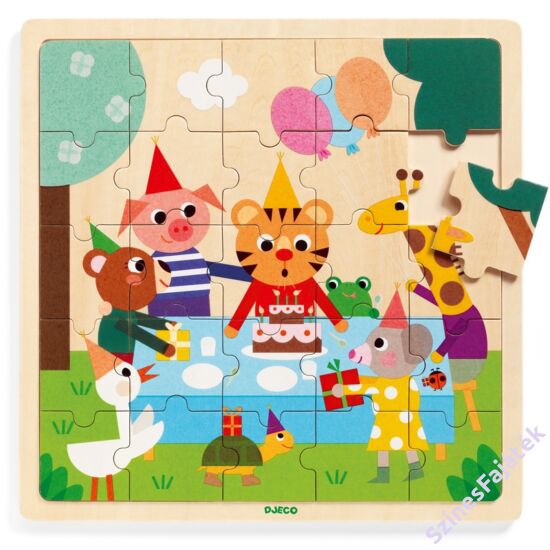 Djeco születésnap - fa kirakó - fa puzzle - fejlesztő játék - montessori játék - fajáték - DJ1815