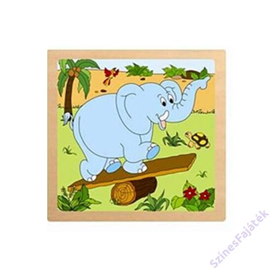 fogantyús baba puzzle -Elefánt - 4 darabos puzzle fajáték