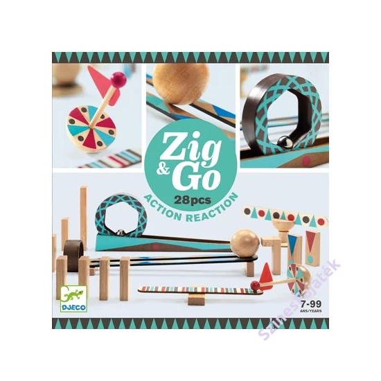 Djeco Zig &amp; Go  fa építőjáték - logikai fajáték - Gurulás és borulás DJ5640