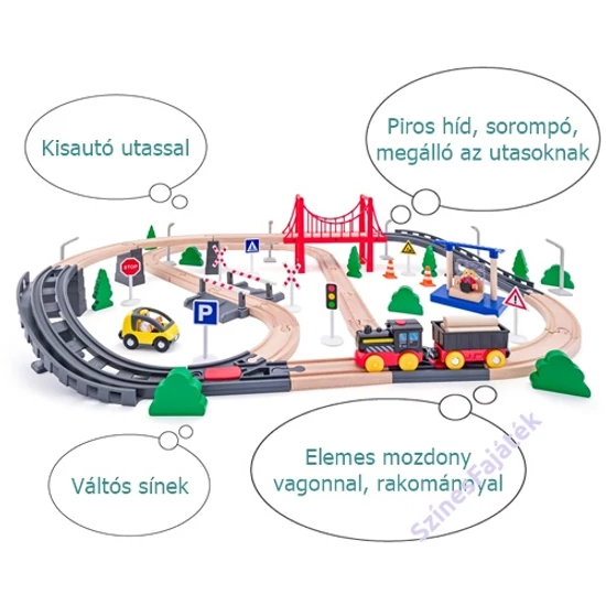 Fa vonat szett elemes mozdonnyal
