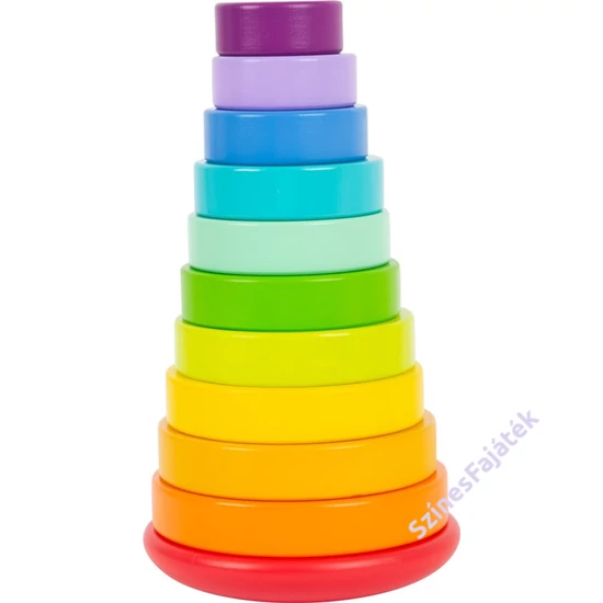 Montessori torony -  szivárvány színű fajáték