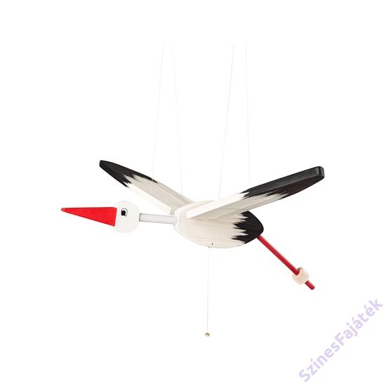 Gyerekszoba dekoráció - fehér fa függő gólya 